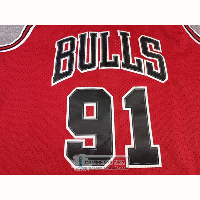 Camiseta Chicago Bulls Dennis Rodman NO 91 Mitchell & Ness 1997-98 NBA Finals Rojo